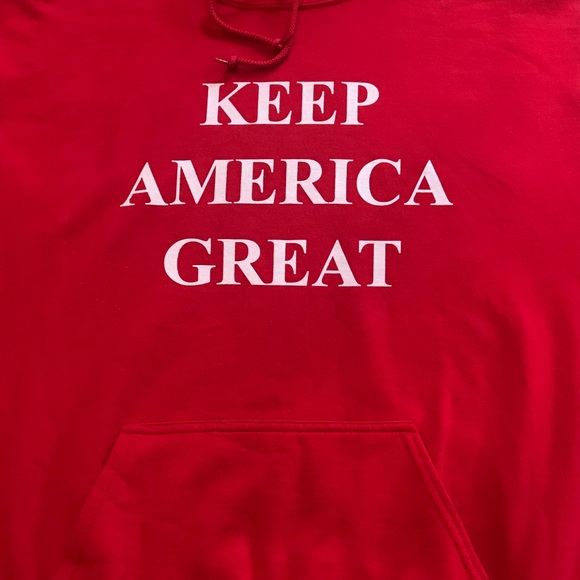 Trump Keep America Great Red Hoodie Mens Sz L MAGA - TRUMP 2024 Patriotic hoodie - Picture 2 of 5